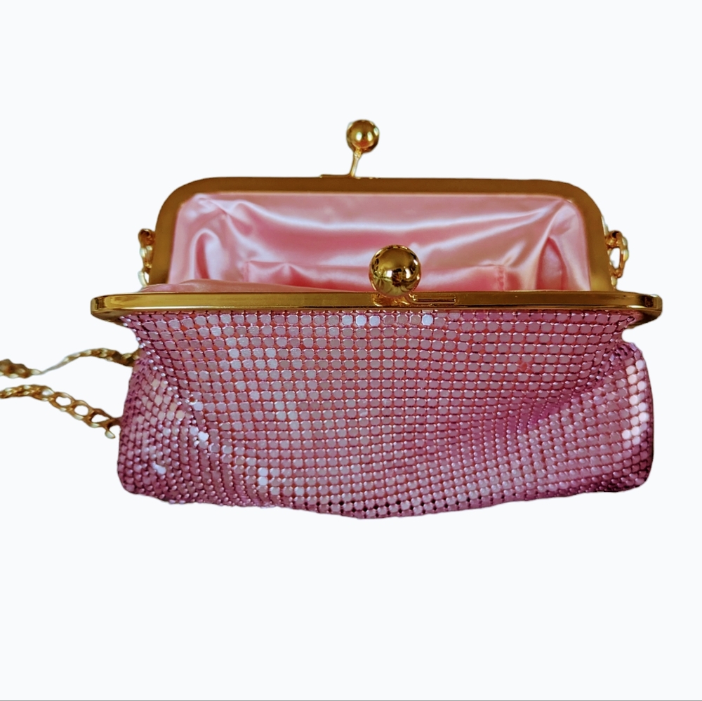 Olivia Miller mesh rhinestone crossbody pink